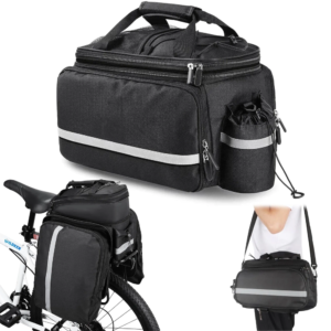 Wodoodporna sakwa rowerowa na bagażnik 27L | Torba rowerowa z pokrowcem przeciwdeszczowym i odblaskami | Wytrzymała torba rowerowa 3w1 | ZTB-670