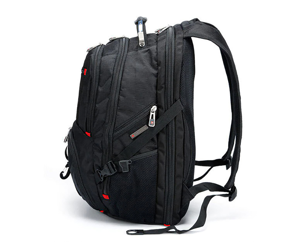 Wielofunkcyjny, duży plecak z komorą na laptopa | 40l, gniazdo USB i mini jack 3,5", nylon balistyczny 1680D | czarny | BR10 - obrazek 5