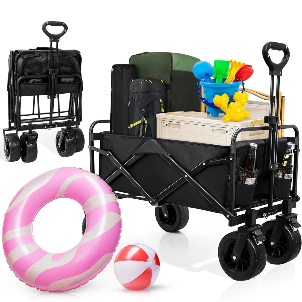 Składany wózek turystyczny | Duży wózek transportowy 100kg | Wózek na plażę 120L | CP01-80 - obrazek 2