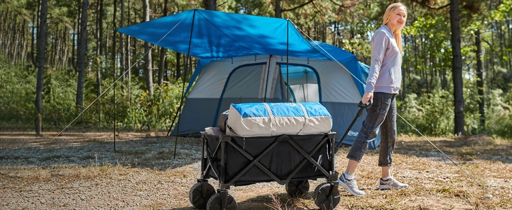 Składany wózek turystyczny | Duży wózek transportowy 100kg | Wózek na plażę 120L | CP01-80 - obrazek 6