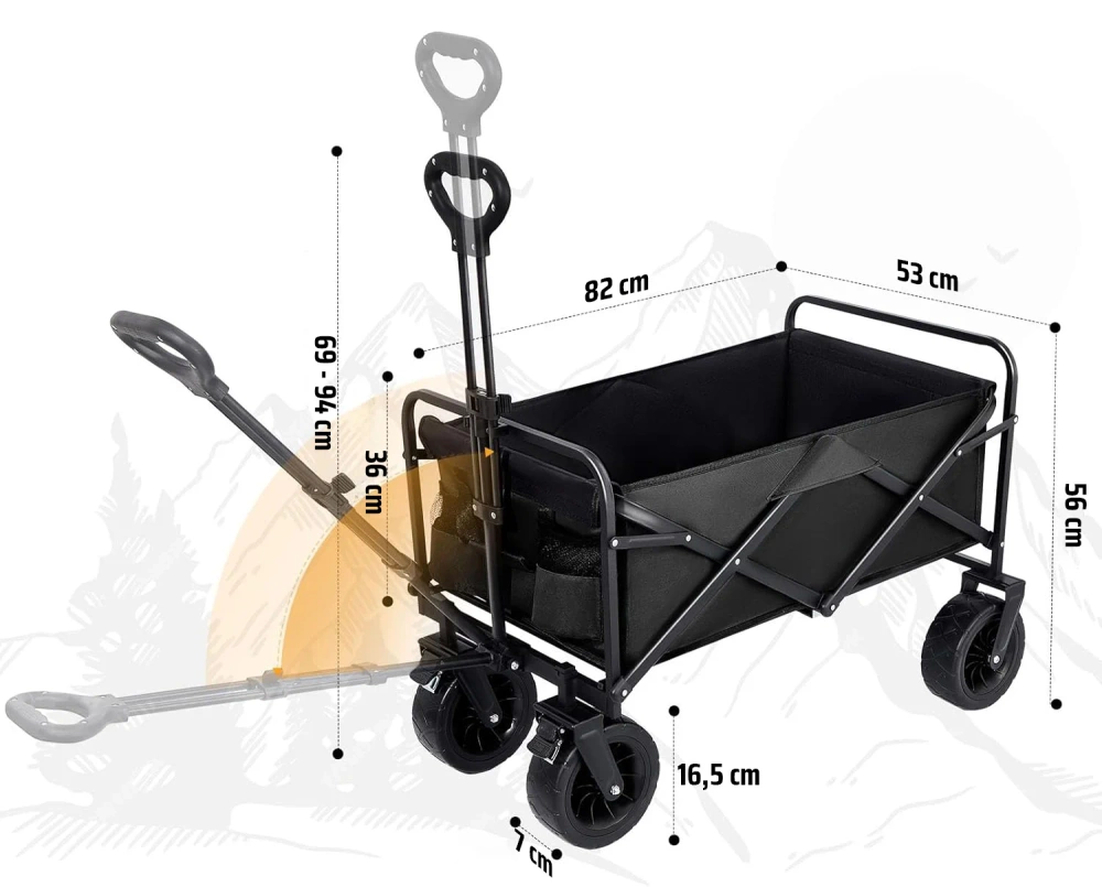 Składany wózek turystyczny | Duży wózek transportowy 100kg | Wózek na plażę 120L | CP01-80 - obrazek 15