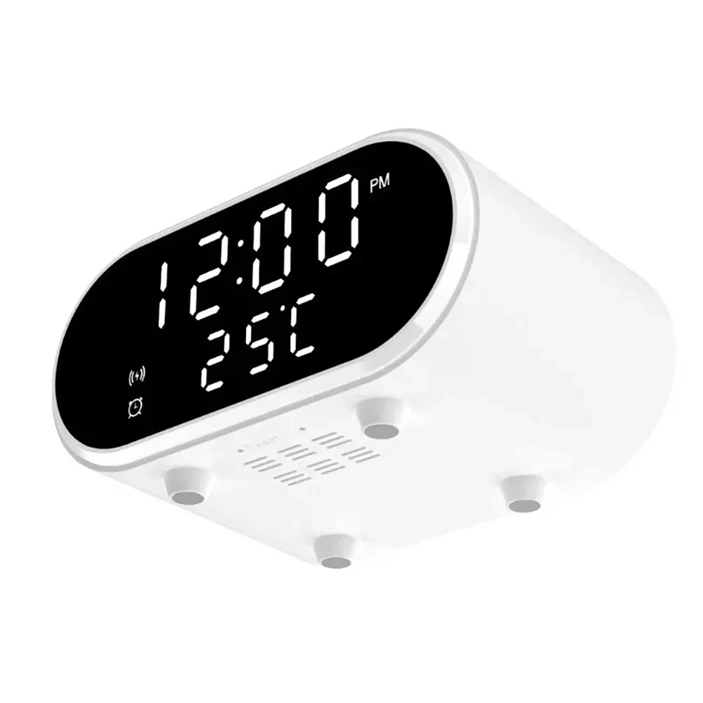 Inteligentny budzik z ładowarką bezprzewodową Qi 15W | Budzik z trzema alarmami | Zegarek z wyświetlaczem temperatury | SZ06-15W-W - obrazek 7